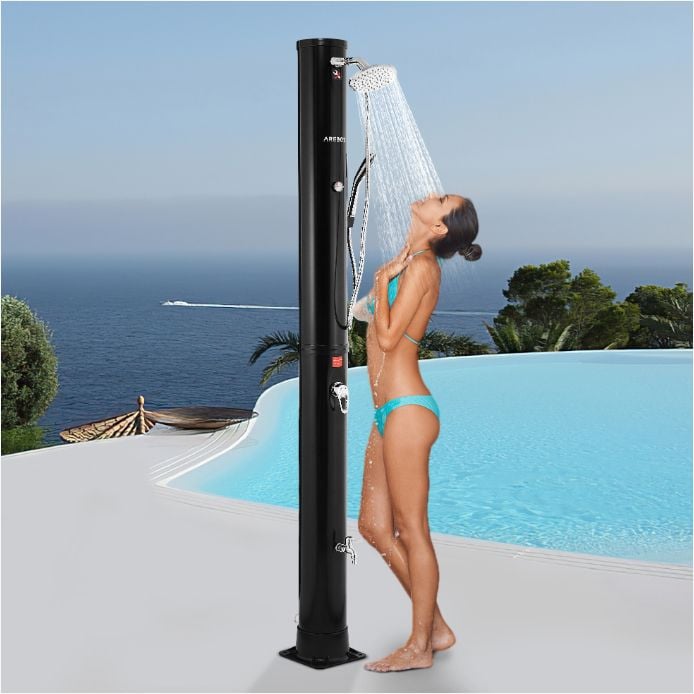 Solardusche 60L mit Thermometer und Handbrause schwarz