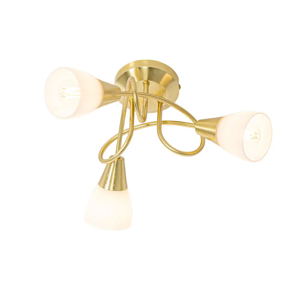 Qazqa plafondlampen inez goudkleurig e14