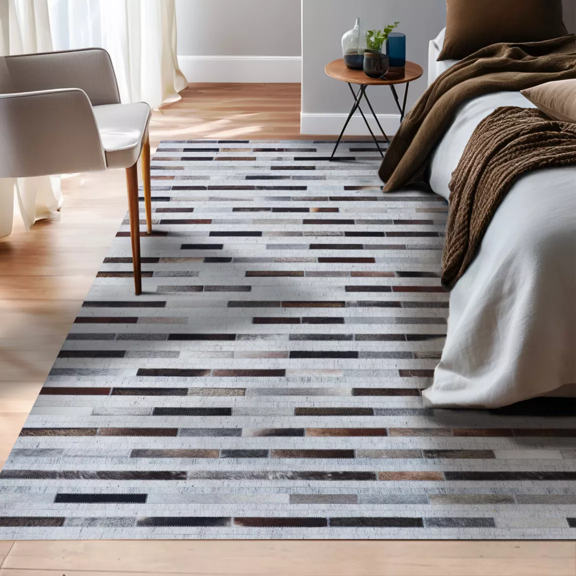 Tapis de salon rectangulaire laine jacquard (160 x 230 cm) Sanjay Gris