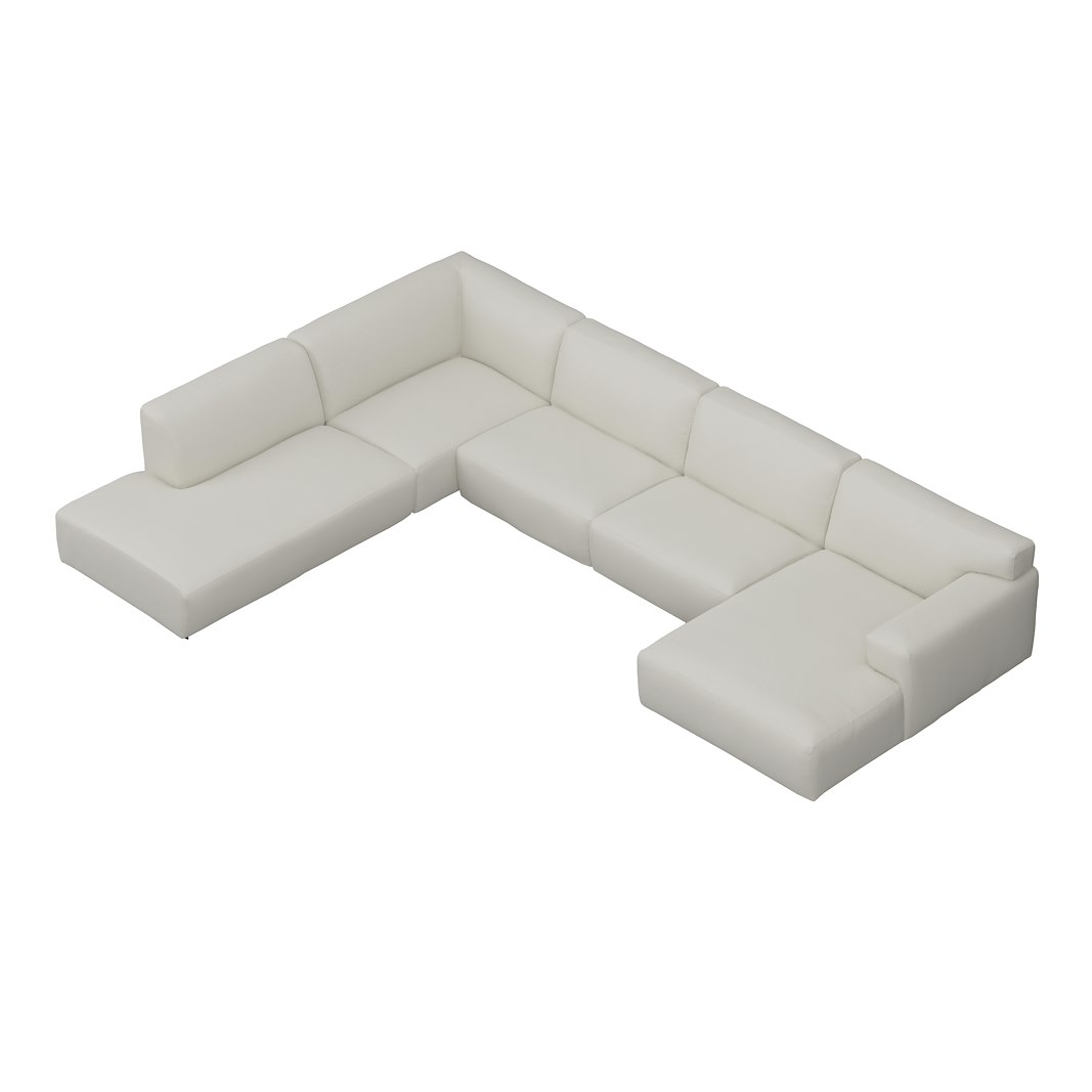 Vesta U-sofa Sjeselong høyre, 3-seter og åpen ende venstre. Big hjørnemodul, Tekstil Cortina White, sort metallben 10 cm, Comfort CM