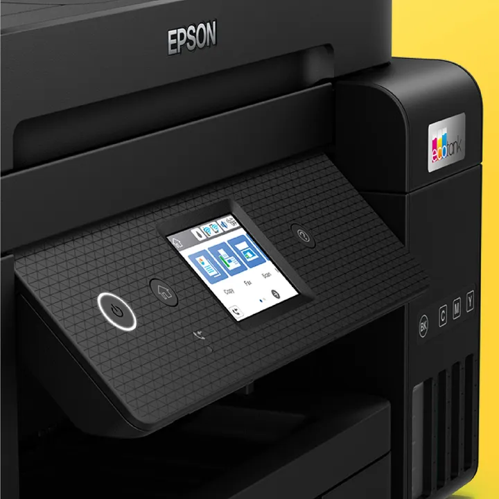 Epson EcoTank ET-4850 - Multifunktionsprinter - farve - blækprinter - kan genopfyldes - A4 (medie) - op til 15.5 spm (udskriver) - 250 ark - 33.6 Kbps - USB, LAN, Wi-Fi - sort