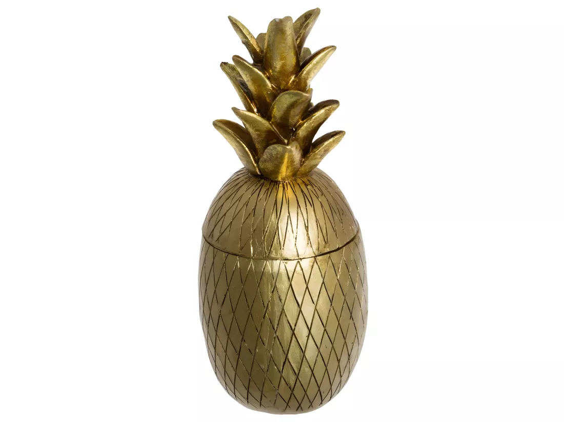 Boîte décorative forme Ananas en résine Or H 24 cm