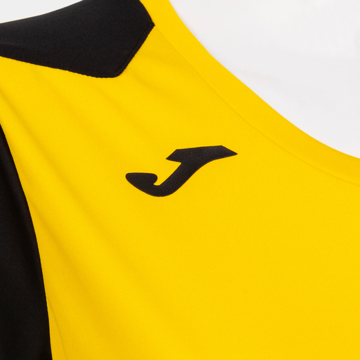 Camiseta Joma Record II de manga curta, amarela e preta.