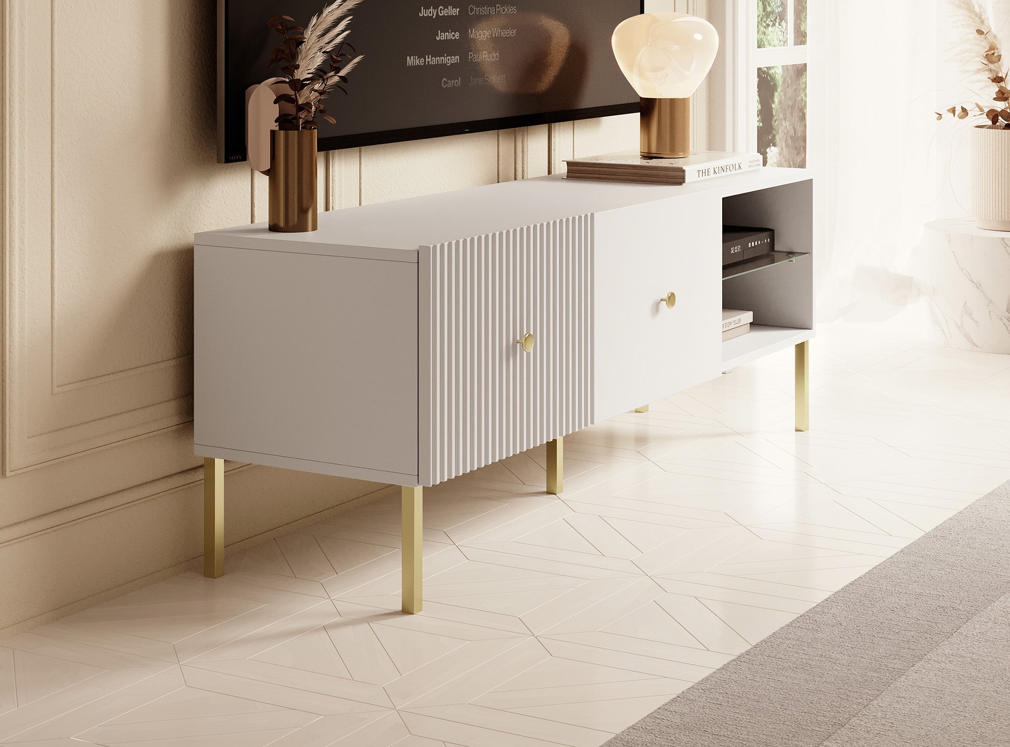Meubella - TV-Meubel Vermont - Wit - 138 cm