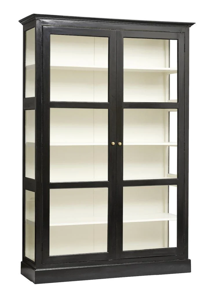 Nordal  CLASSIC vitrineskab i sort træ - 212x148 cm.