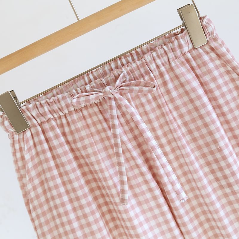 Dogini - Bijpassende pyjamabroek met hoge taille en ruitmotief (verschillende ontwerpen)