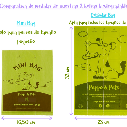 Peppo and Pets - 360 MINI Sacos Biológicos para Recolher Fezes de Cães de Pequeno Porte - Muito Resistentes - Aroma de Lavanda
