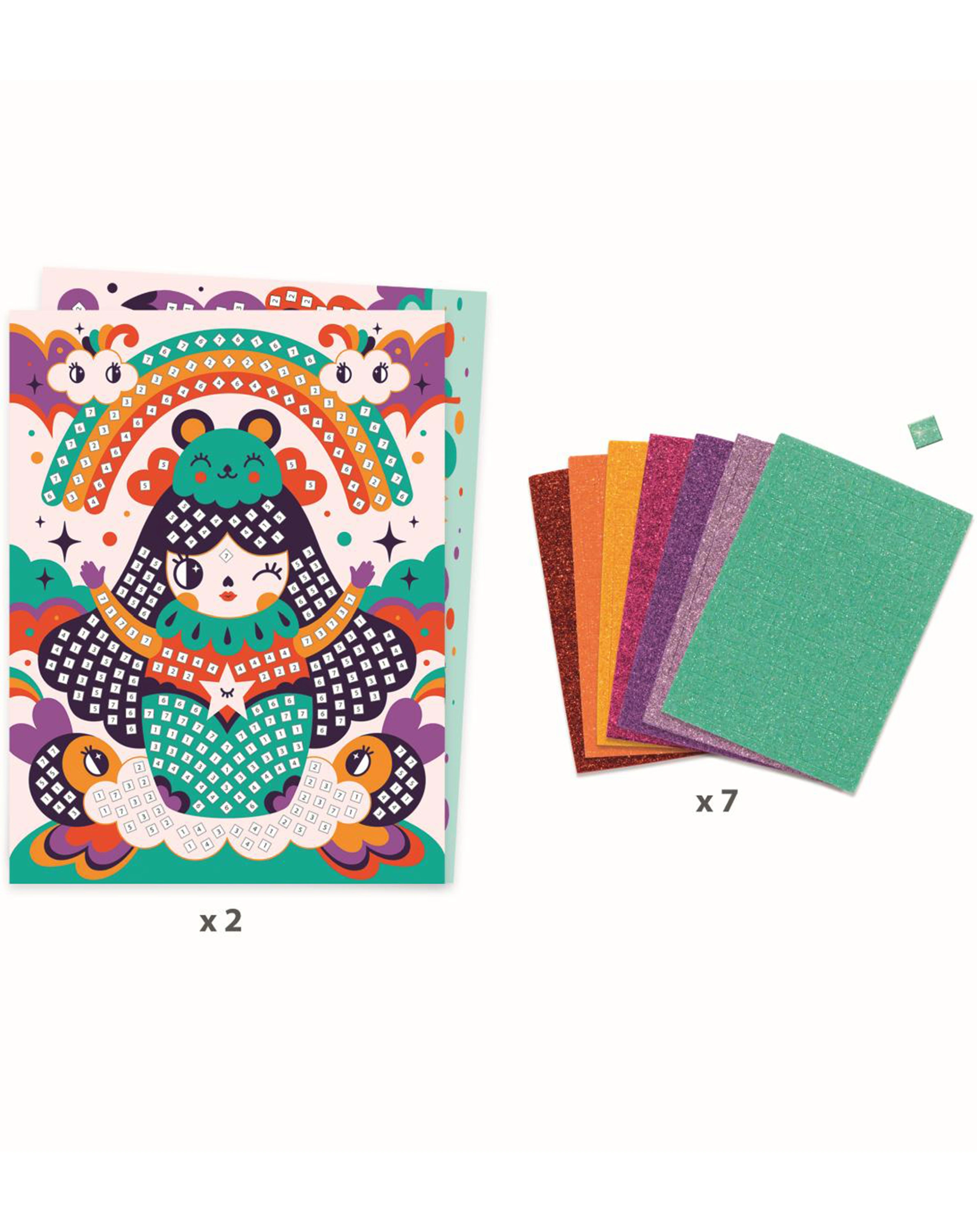 Mosaik-Bastelset GLITZER KOKESHI 9-teilig in bunt