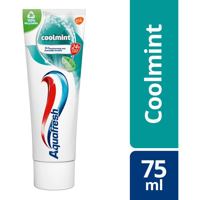 Aquafresh Cool Mint Tandpasta Voor Gezonde Tanden 75 ML Recyclebare Plastic Tube & Dop