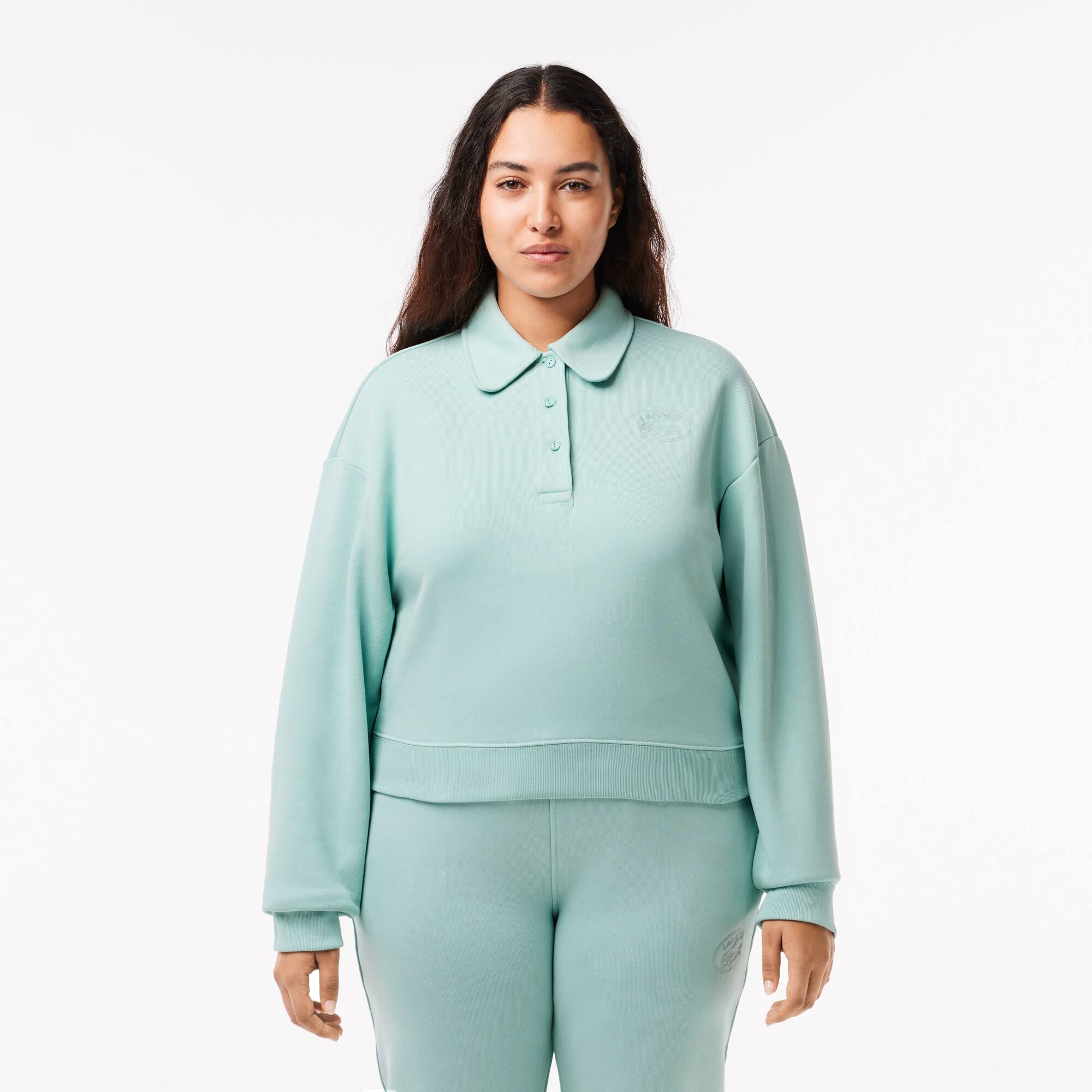 Jogger-Sweatshirt mit Polokragen und LACOSTE-Stickerei Sweatshirts - Grün - Lacoste - Damen