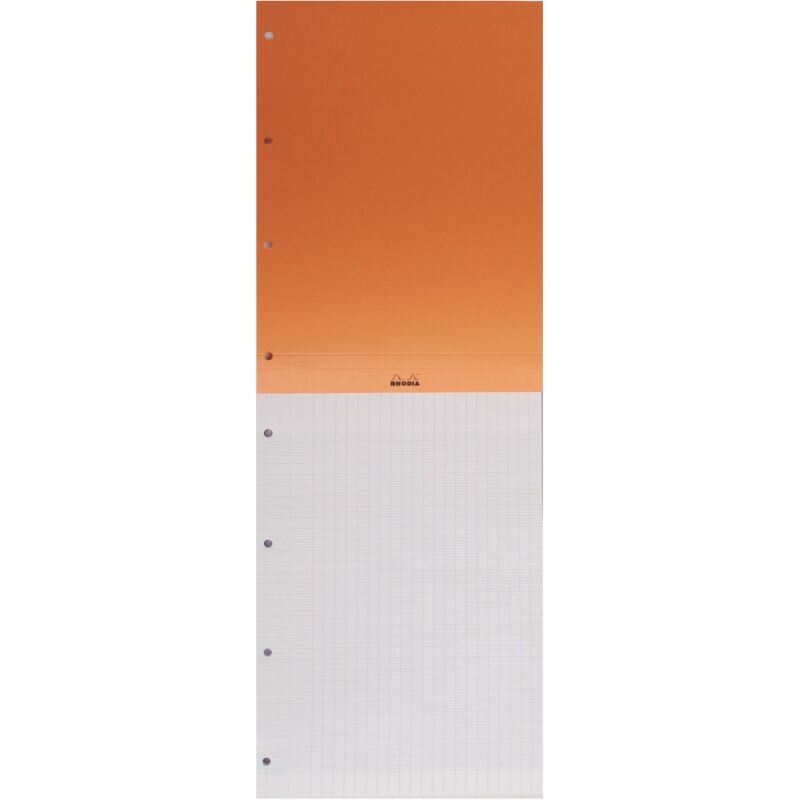 Bloc de bureau Rhodia 21 x 31,8 cm agrafé orange n°20 - grands carreaux - 80 feuilles perforées