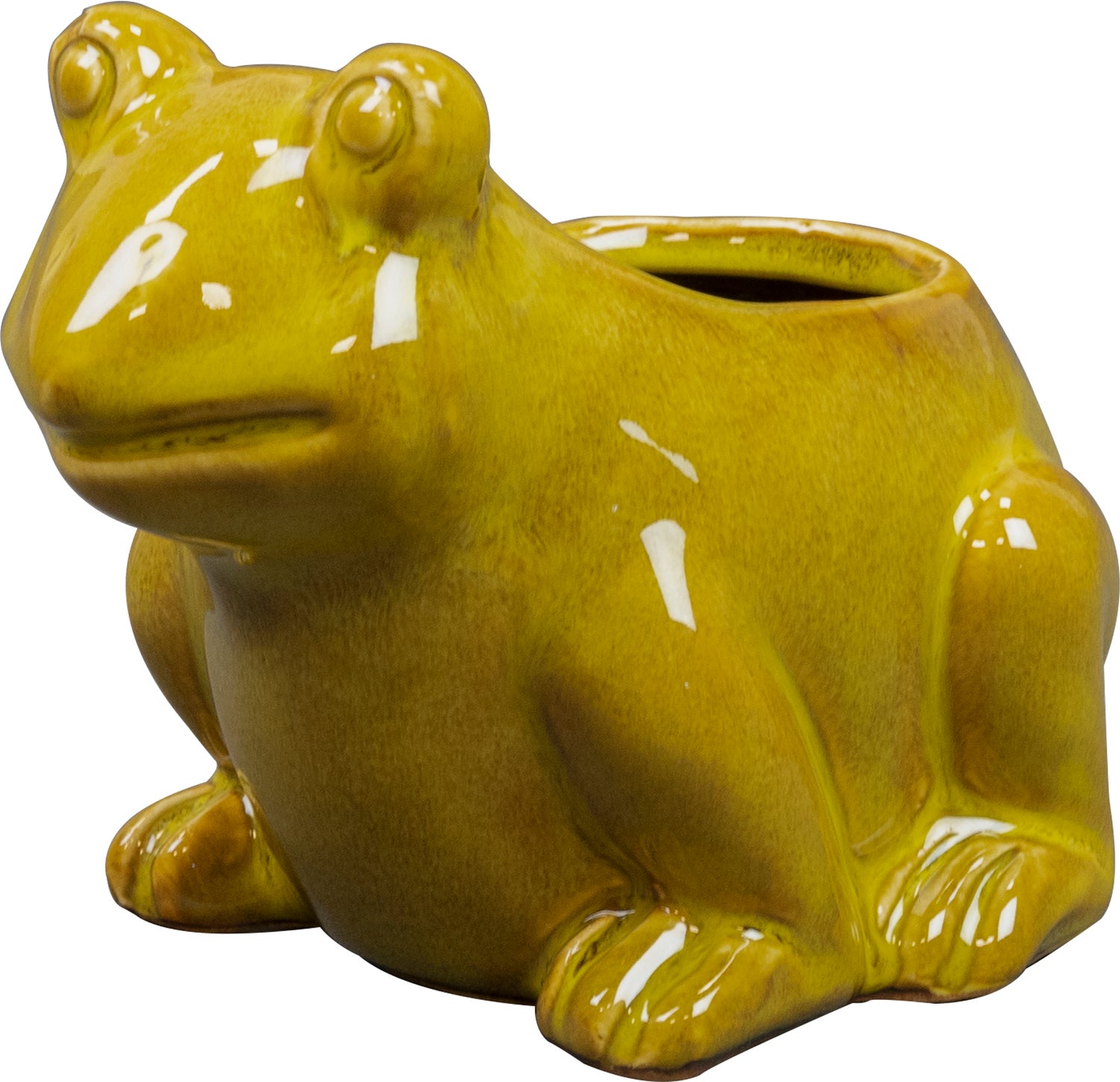TS bloempot Frog geel D 15 H 11 cm