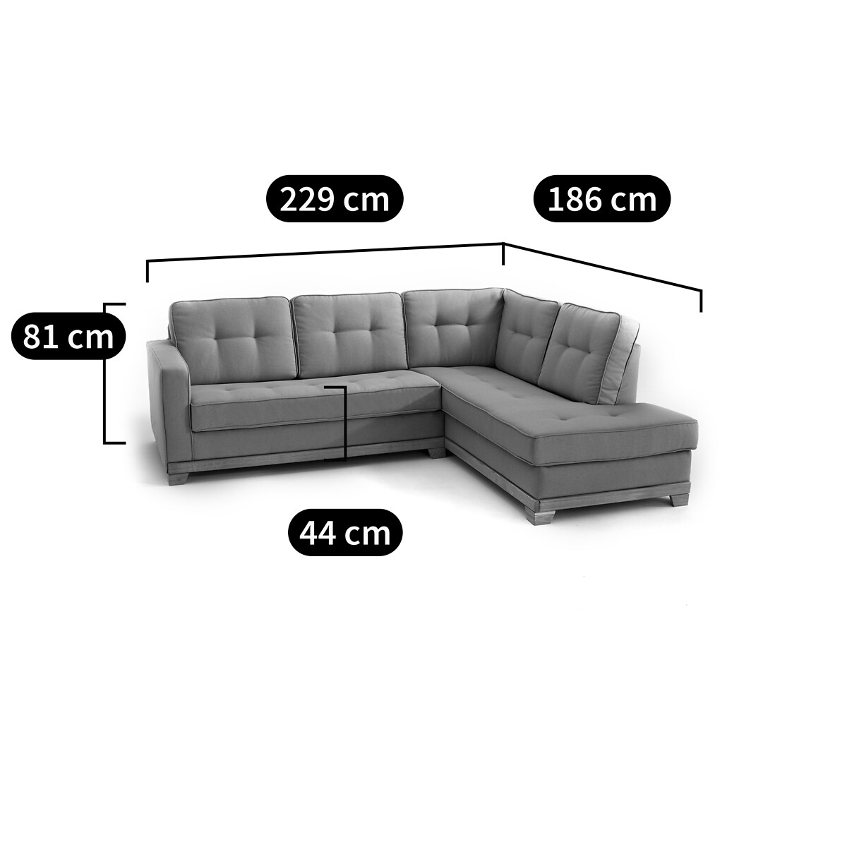 SO'HOME<br>Sofá de canto em poliéster, bultex, Ajis