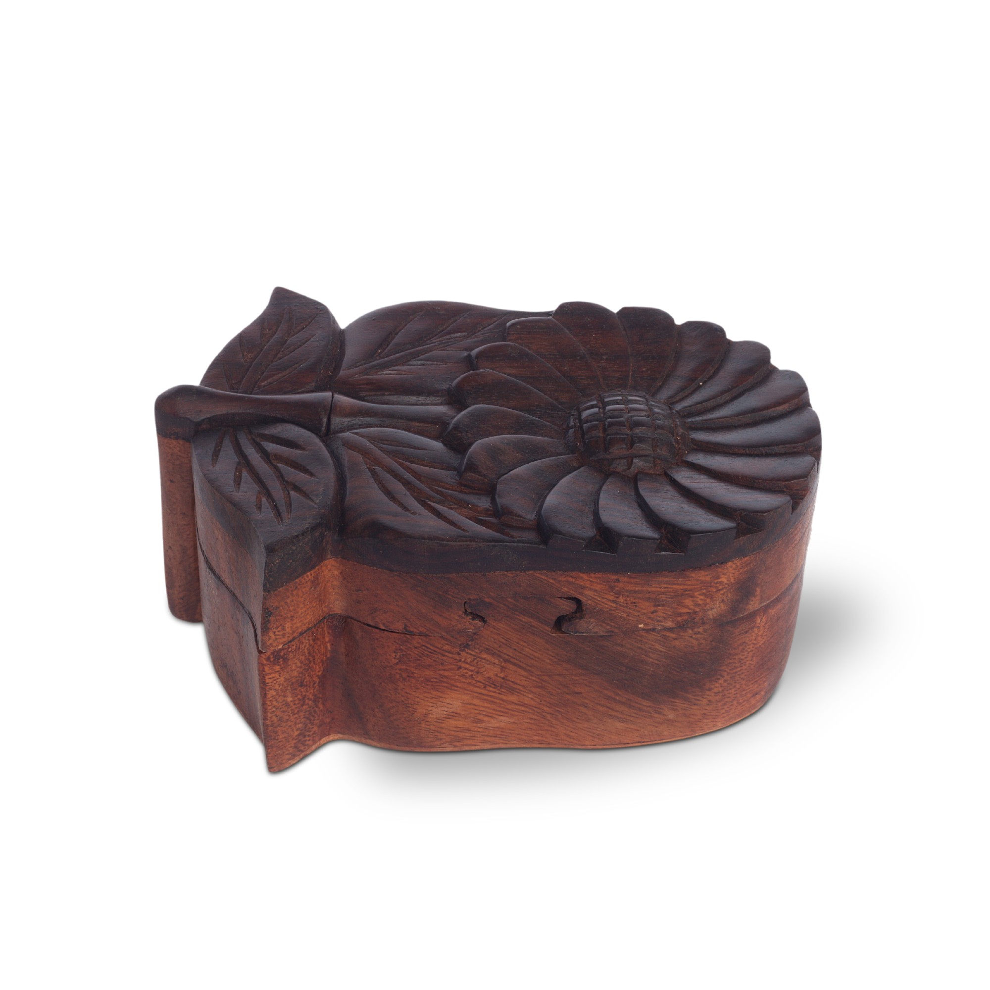 Secret Box 'Sun Flower', Suarholz, T 14 cm, B 8 cm, H 6,5 cm von fischer's lagerhaus