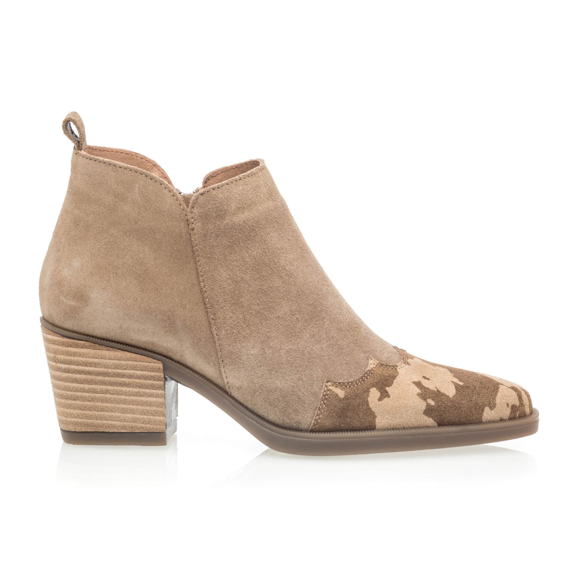 Santiags à talon Femme en cuir beige