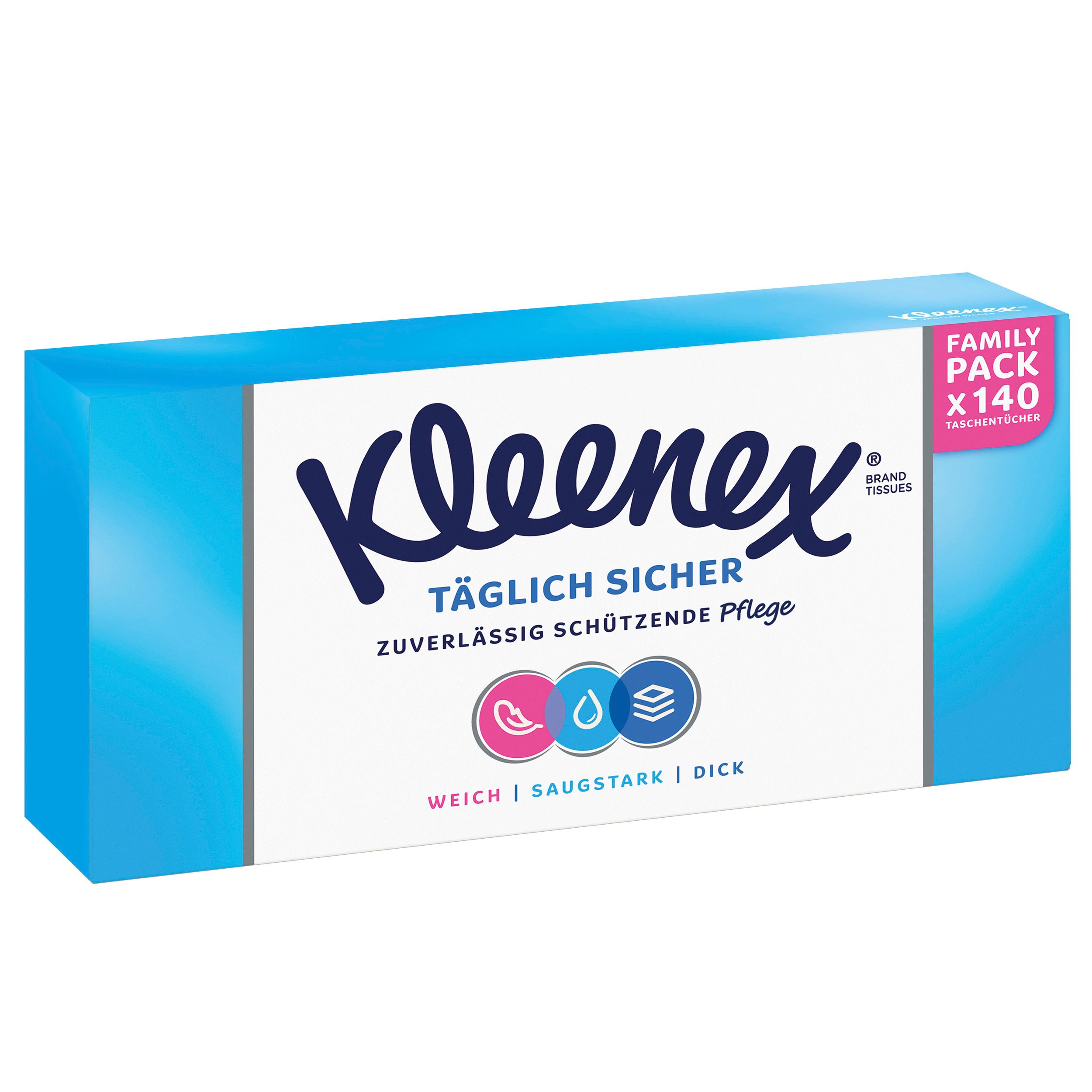 Kleenex Täglich Sicher Taschentücher-Box Kosmetiktücher 3-lagig
