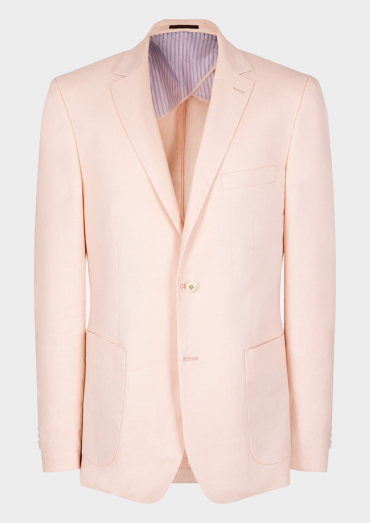 Veste coordonnable Regular en lin mélangé uni rose pâle