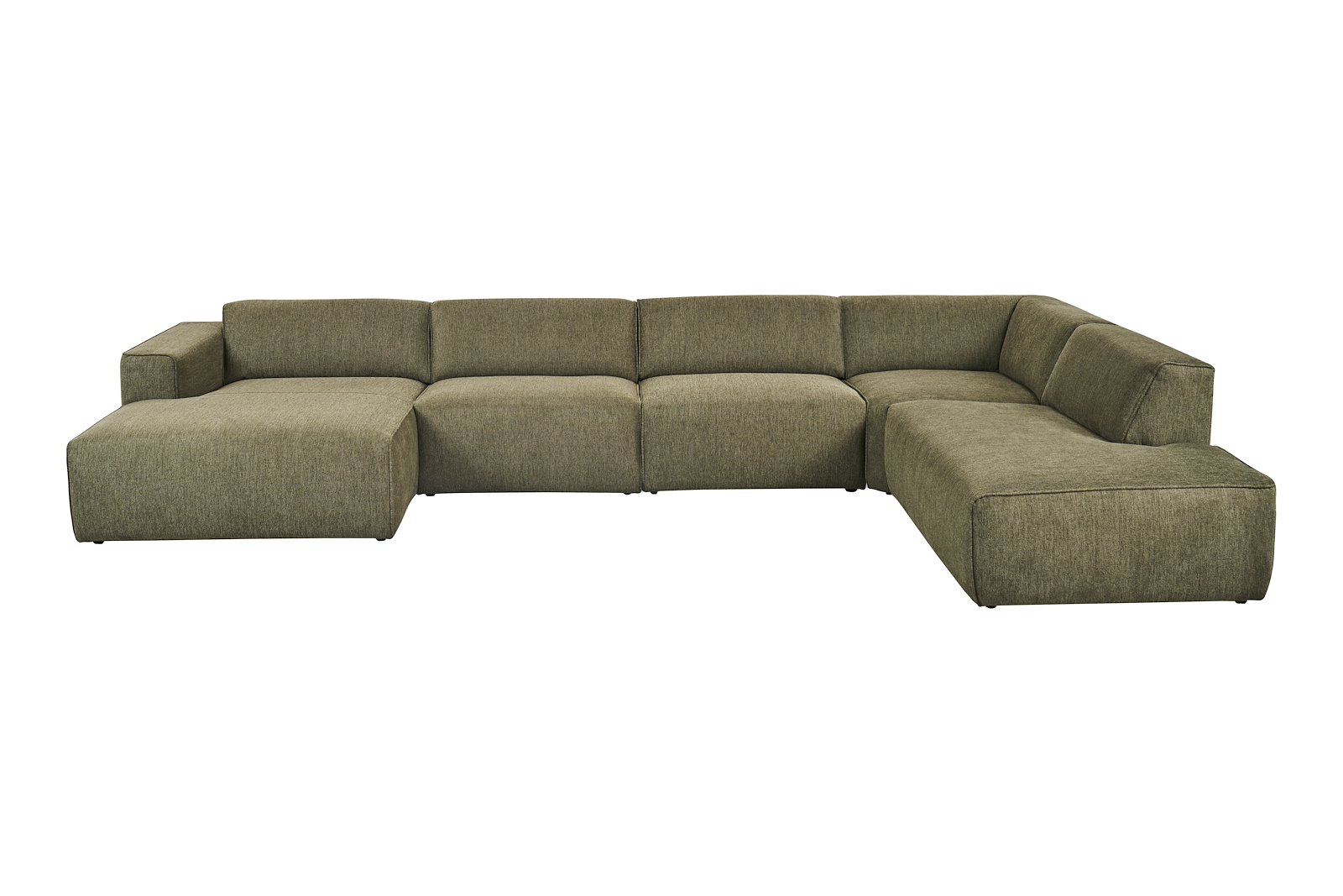 Enjoy U-sofa oppsett Sjeselong venstre liten , 2-seter, hjørne, åpen ende høyre liten i tekstil Brego 77 Green med sorte ben
