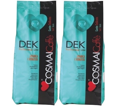 Café en grains Dek - Arabica/Robusta - 2x500g - Cosmai Caffè
