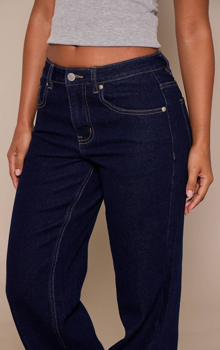 Bleu Indigo Jean Droit Taille Haute Stretch Gris Délavé Petite