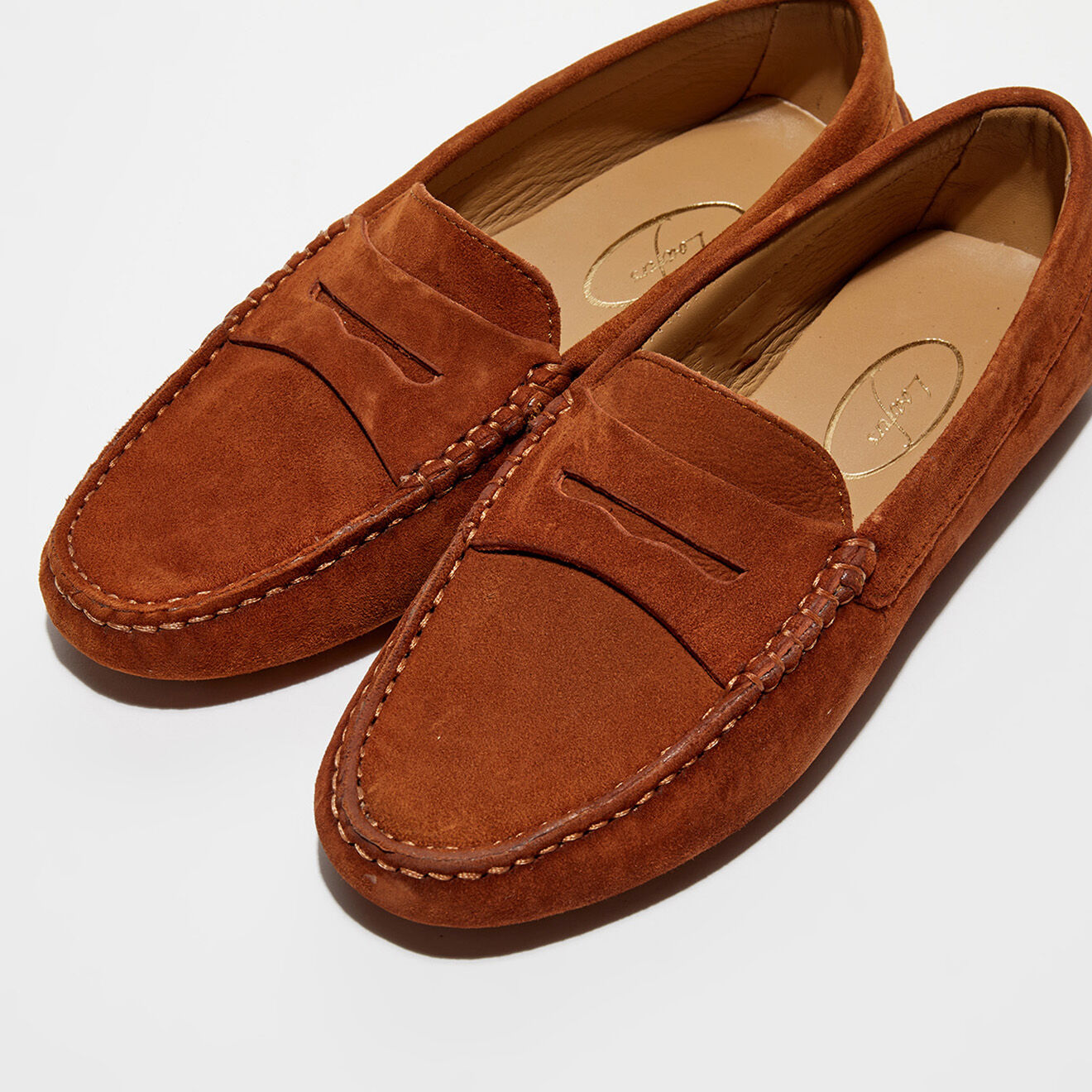 Loafers Mocassins en Velours de Cuir Jade terracota