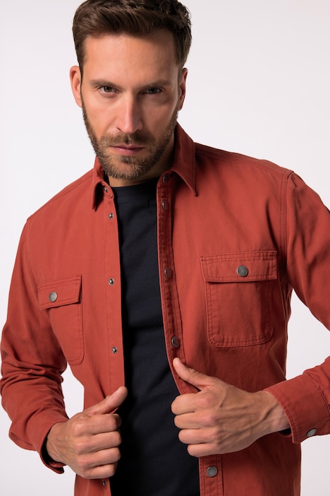 JP 1880 Canvas-Hemd, Langarm, Kentkragen, Modern Fit, bis 8 XL
