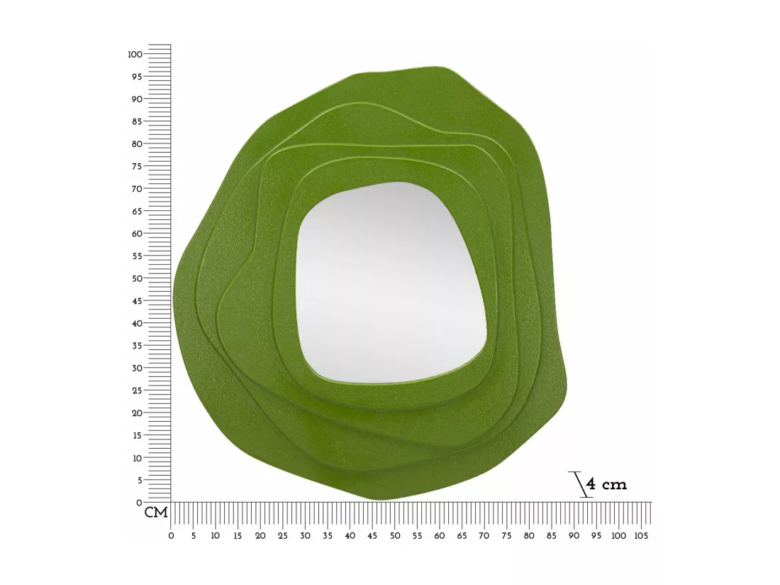 Miroir Mural Vert aux Formes Sinuées - Design Moderne et Créatif - 90x4x97 cm