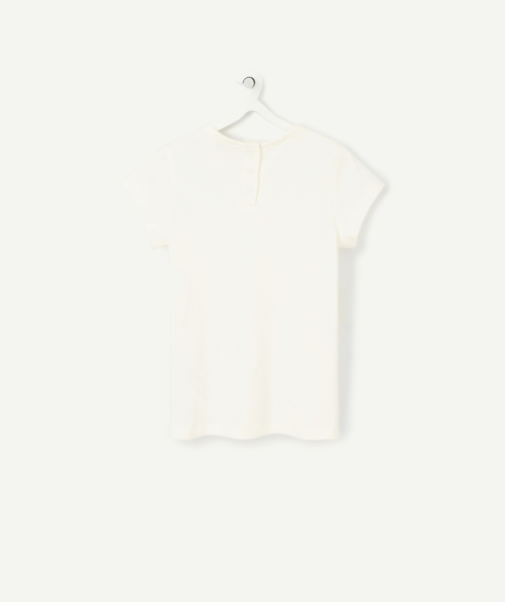 T-SHIRT ÉCRU BÉBÉ FILLE MANCHES COURTES AVEC MOTIFS COEURS