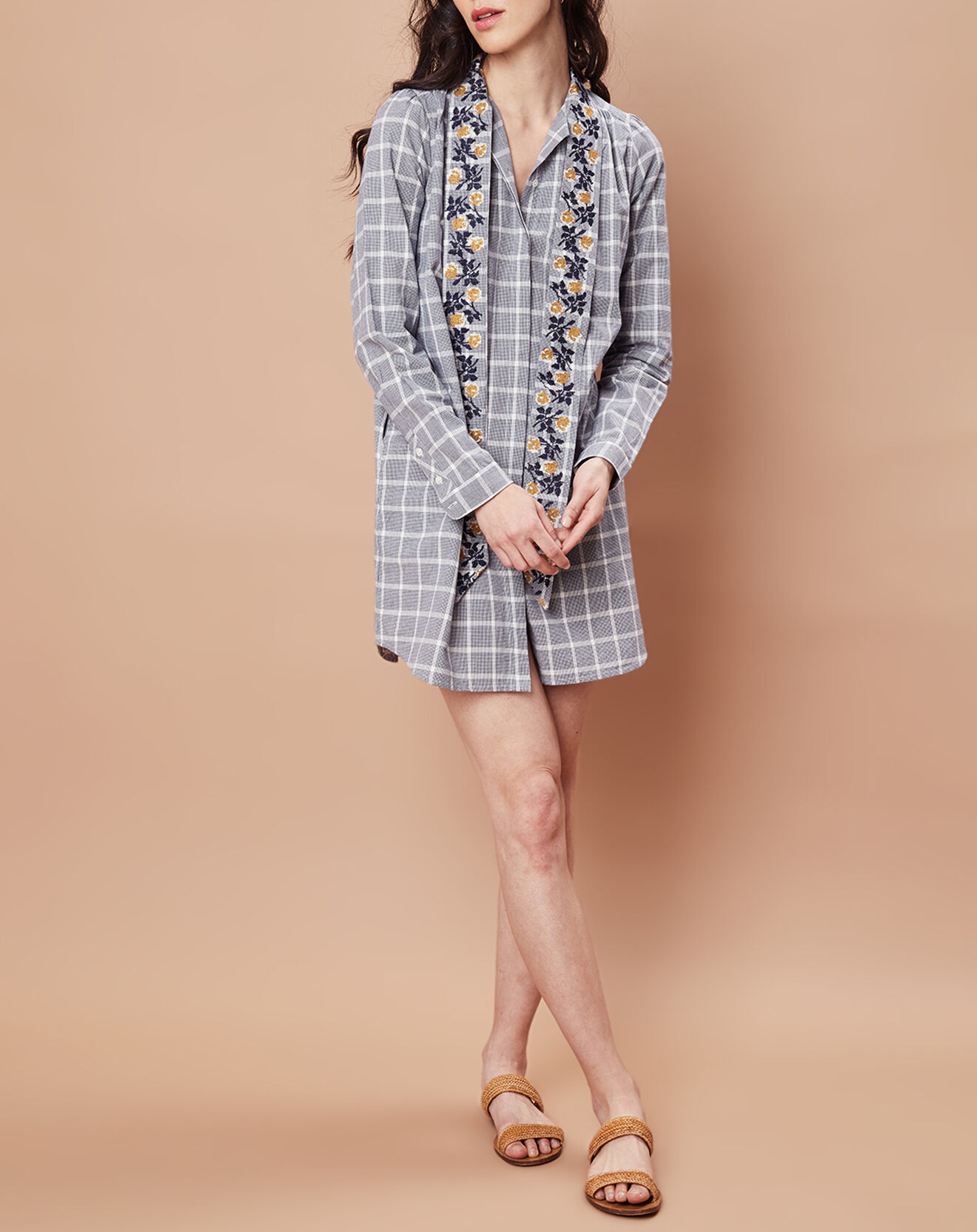 Inouitoosh Robe/Tunique Florencia en Coton blanc/marine