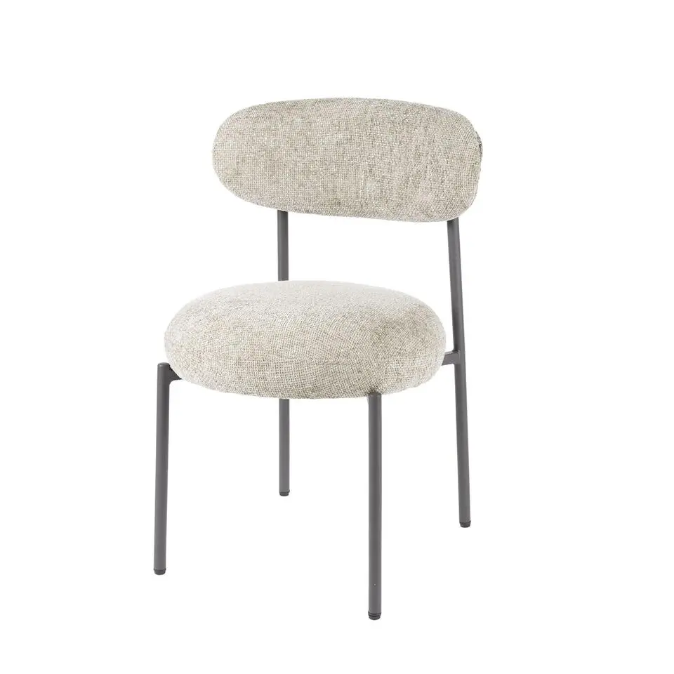 Eetkamerstoel Zand Stof - Round Tissee - Set van 2