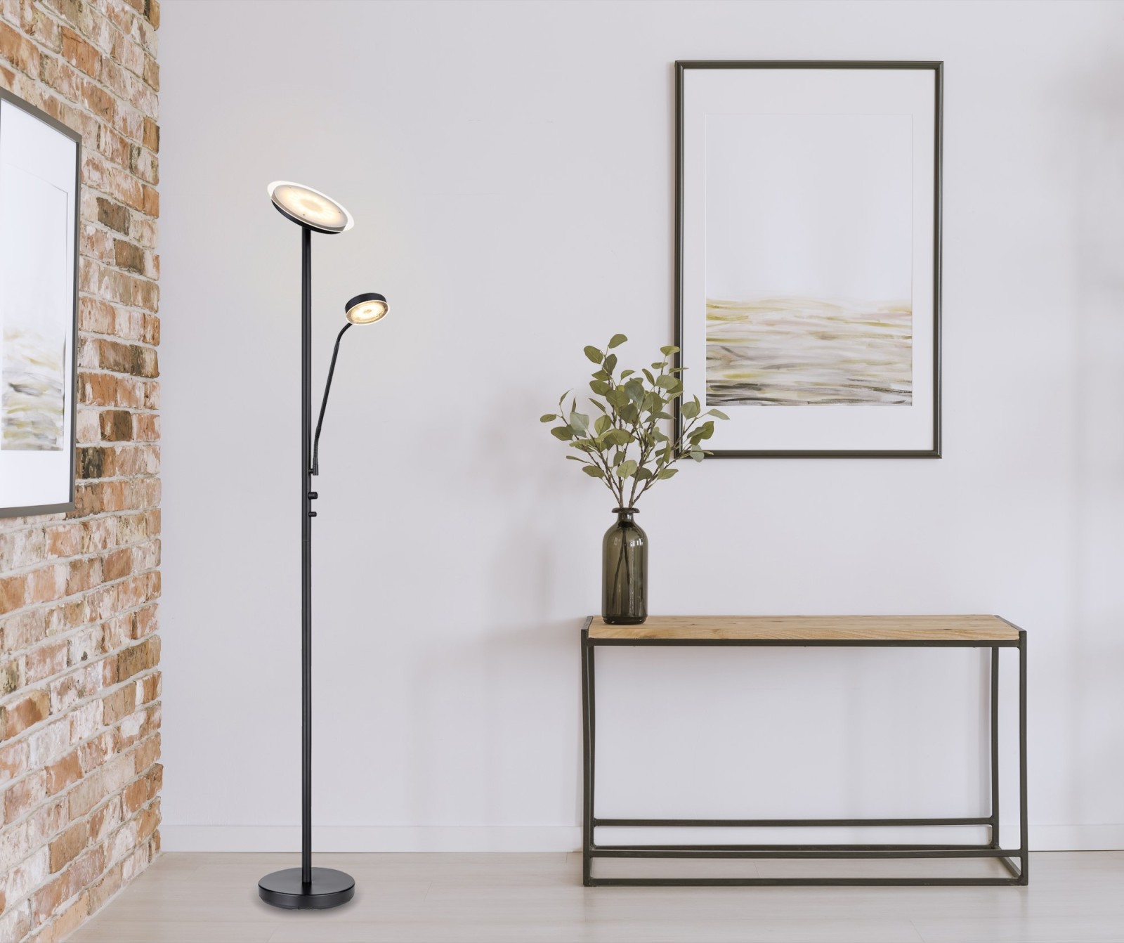 Deckenfluter - schwarz-matt - Flexarm - 180 cm