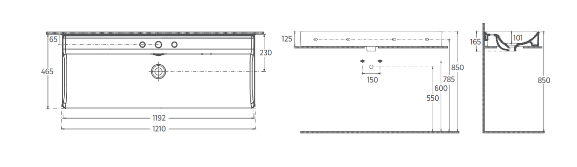 Isvea Vea opbouw wastafel met kraangat 120cm ivoor