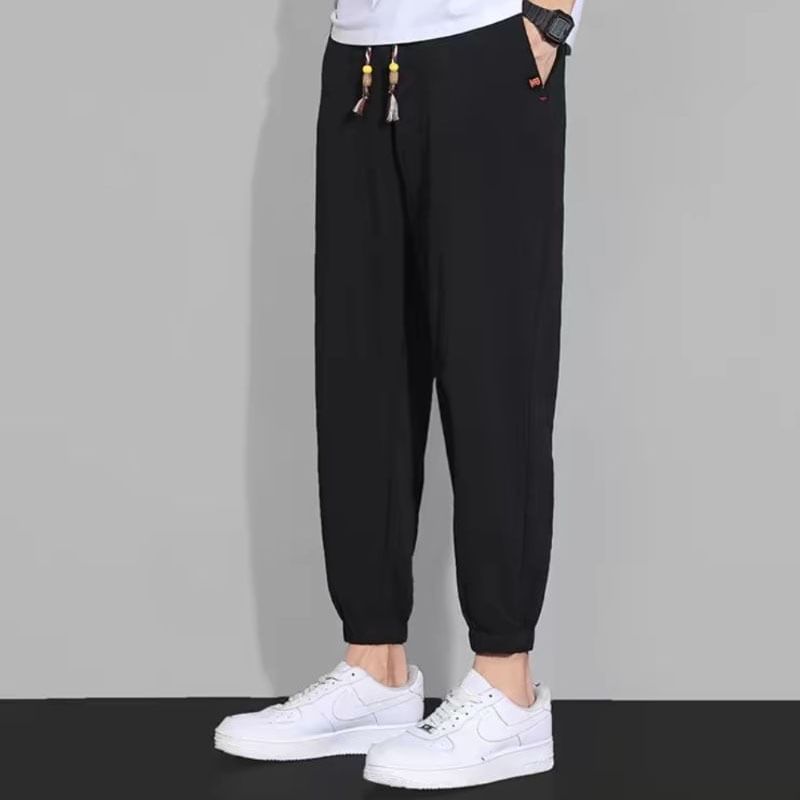 Blueforce - Effen cropped baggy broek met trekkoord in de taille