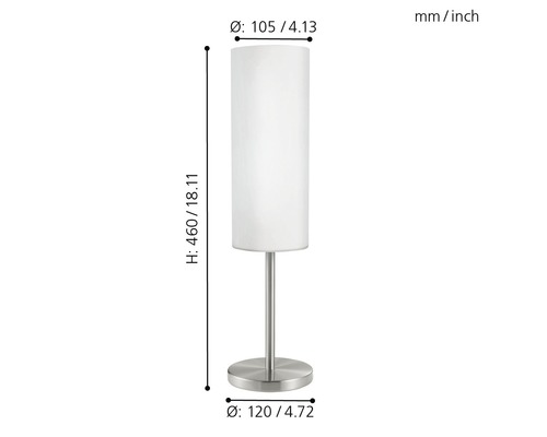 Tafellamp, 1-lichts, HxØ 46x10,5 cm, Troy, wit gelakt/mat nikkel