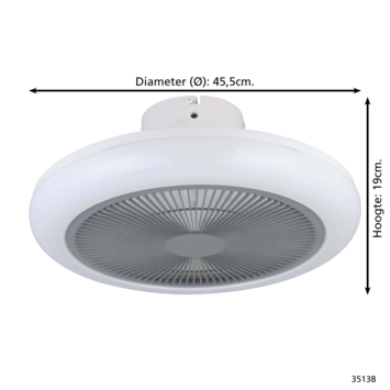 EGLO plafondlamp Kostrena met ventilator Ø45.5cm, wit/ grijs