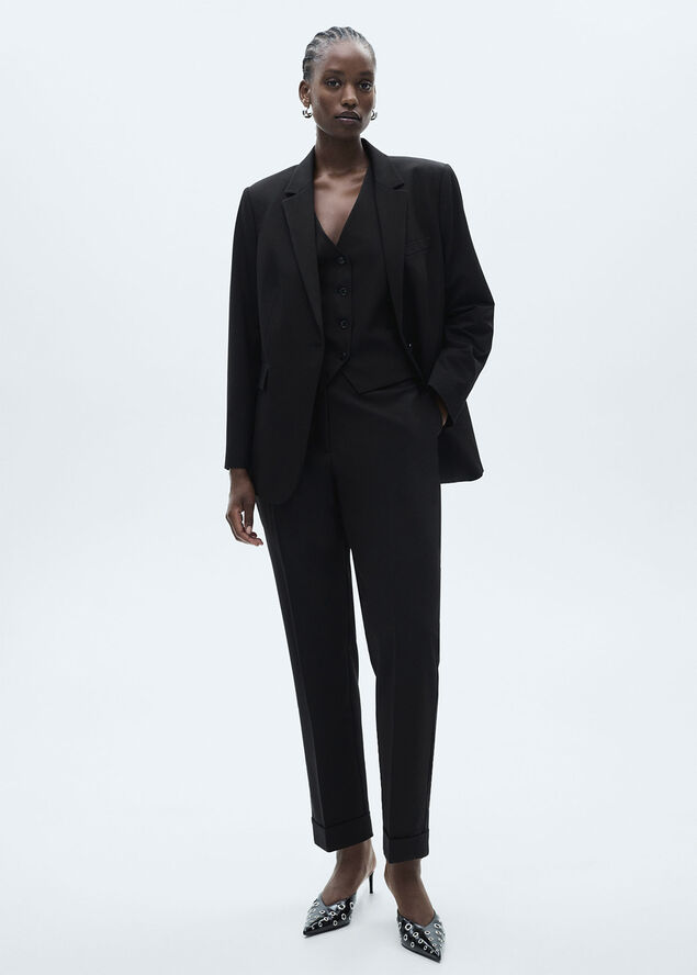 MANGO Fitted suit jacket Black