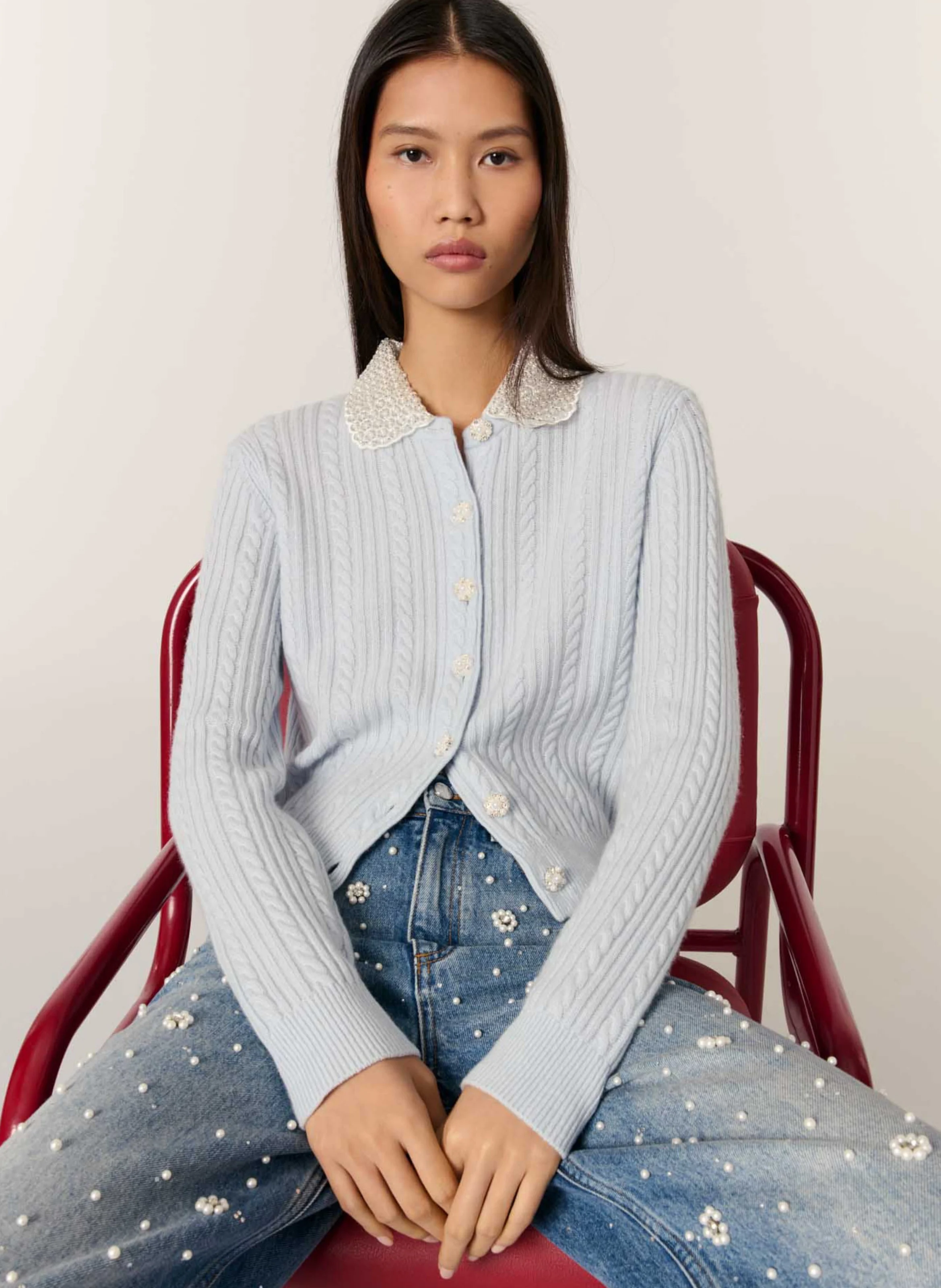 Gilet en laine mélangée | Bleu