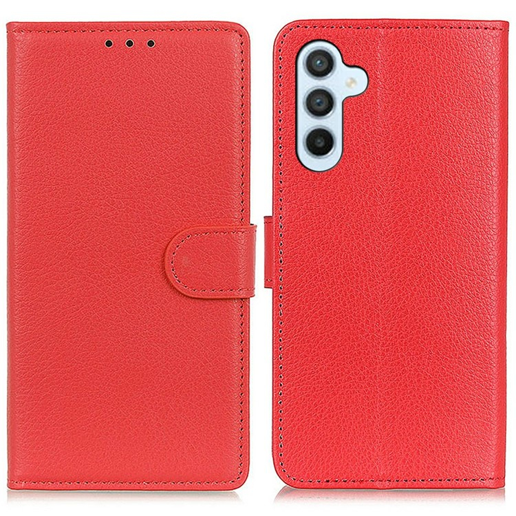 Samsung Galaxy A56 Leder Tasche Flip Cover Litchi Look - Rot