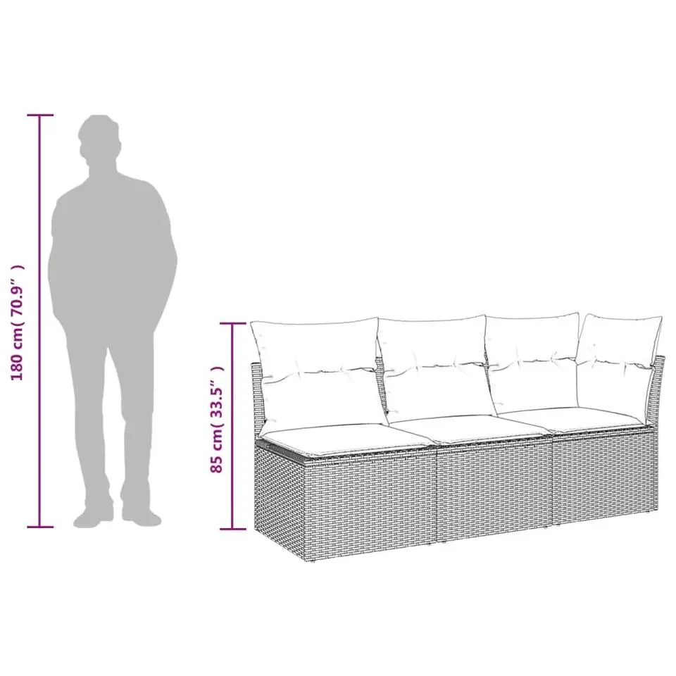 vidaXL - Tuinbank - Grijs - Poly rattan