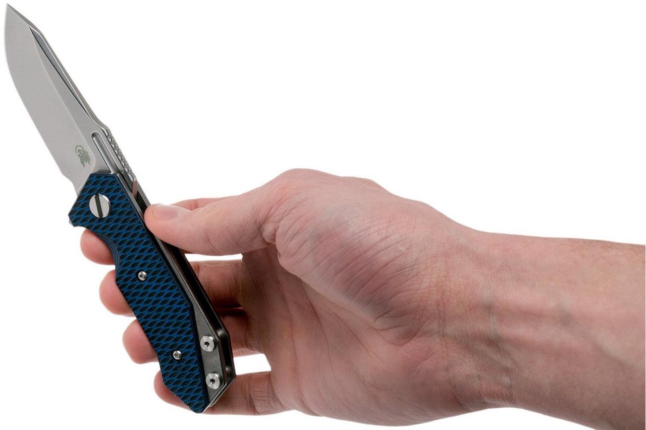 Rick Hinderer Half Track Gen 2, Spearpoint 20CV, Black & Blue G10, zakmes