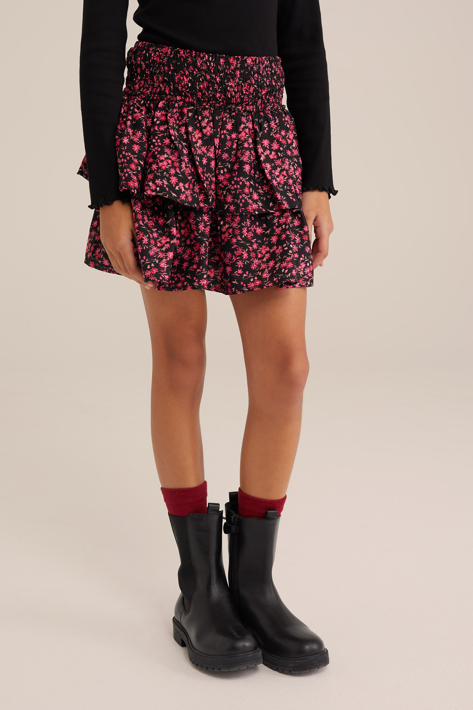 Meisjes rok met dessin WE Fashion Felroze