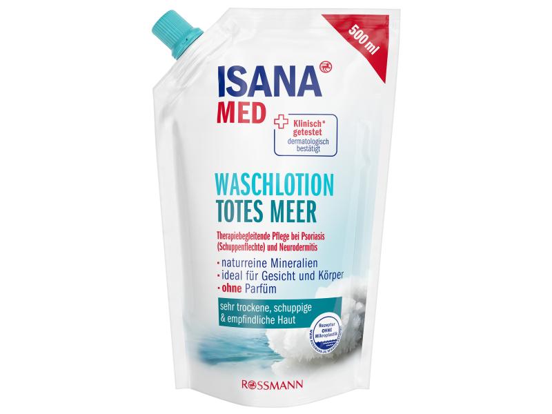Isana med Waschlotion Totes Meer 2 x 500 ml Pflegendes Duschmittel für empfindliche Haut – geeignet für Gesicht und Körper