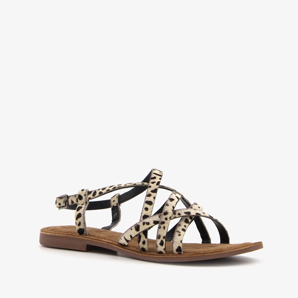 TwoDay leren dames sandalen met luipaardprint
