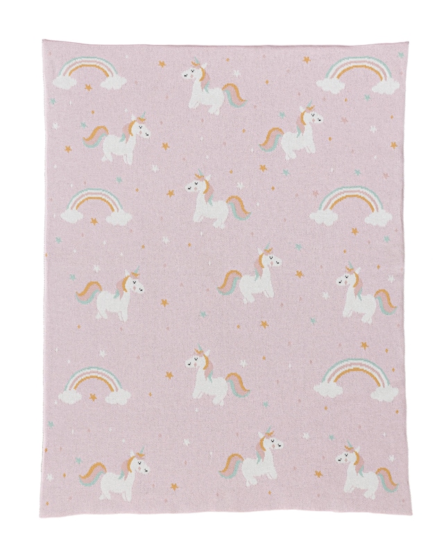 casaNOVA Kinderdecke EINHORN 80 x 100 cm rosa/pink