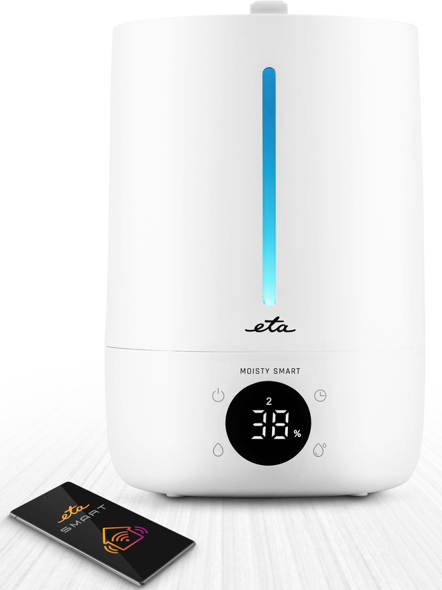 eta Luftbefeuchter »Moisty Smart« 5 l Wassertank Ultraschall-Sprühtechnologie, 12 Std. Betrieb, Smart App, LED-Display