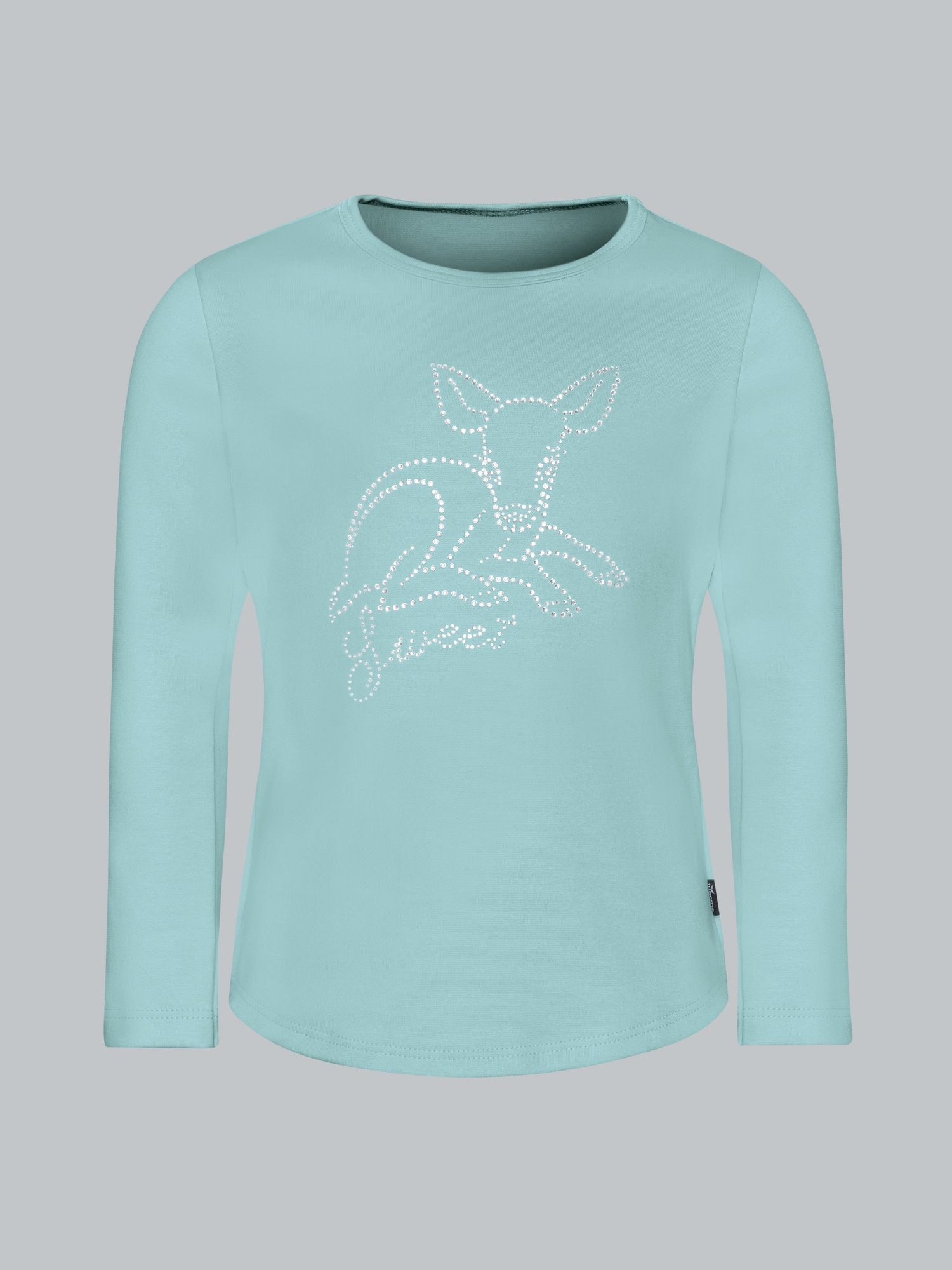 Langarmshirt mit süßem Reh-Glitzer-Print Gletscher