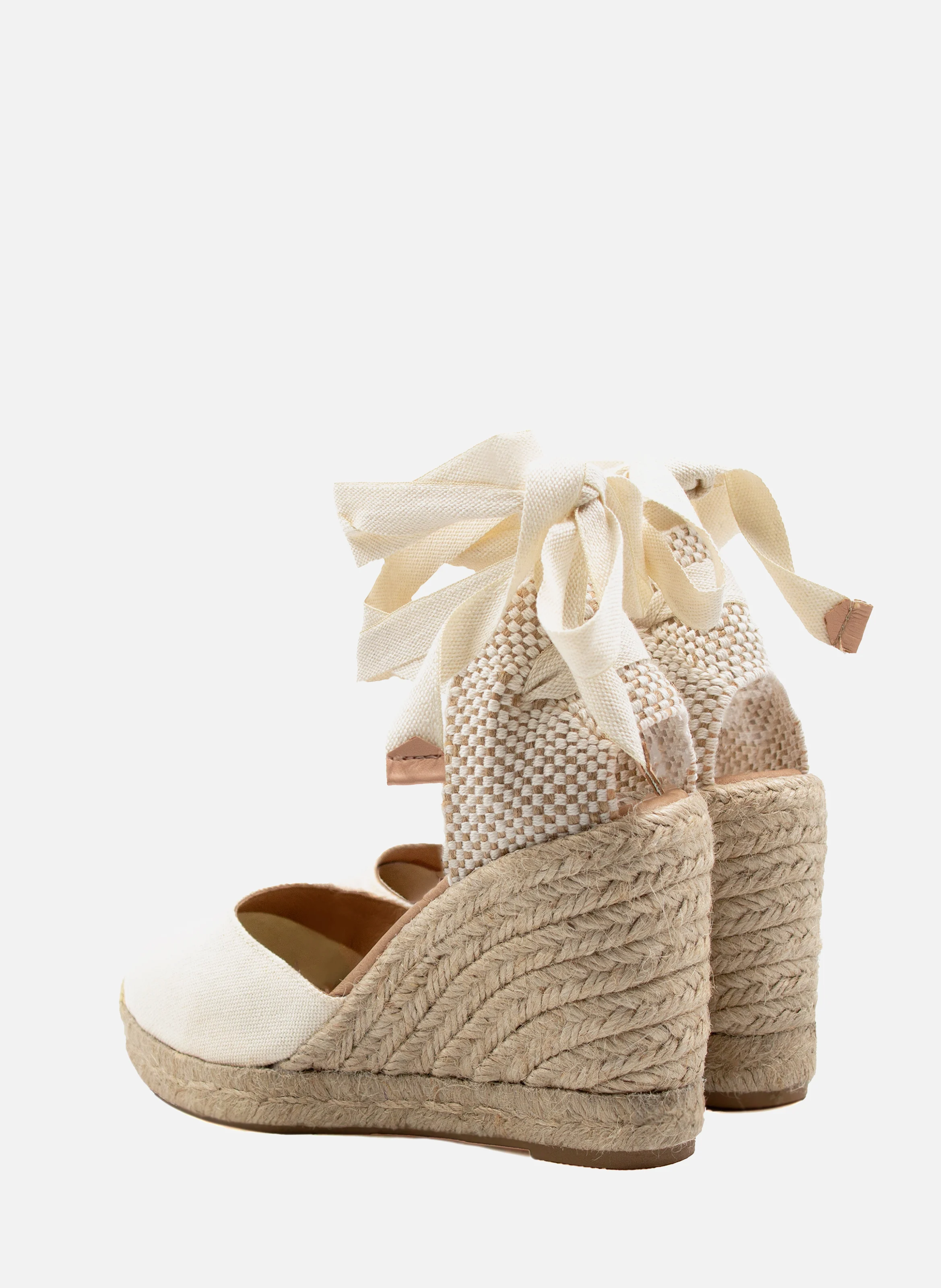 Espadrilles compensées lacées toile recyclée | Beige