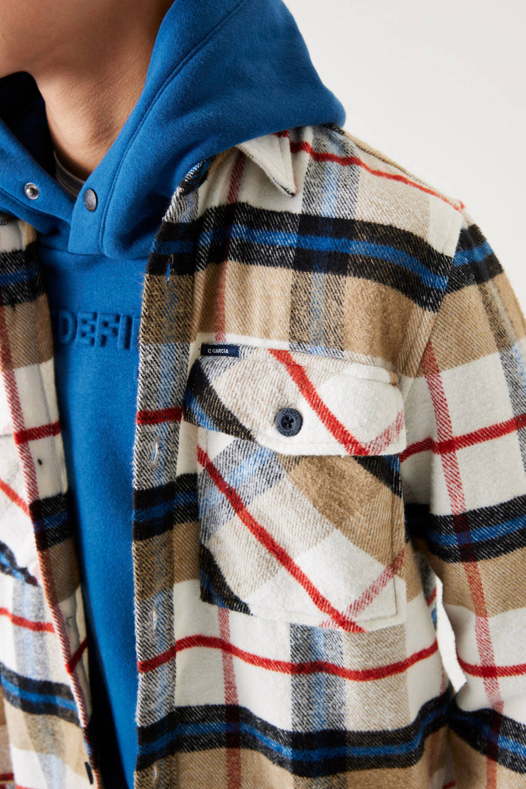Garcia geruit overhemd beige/blauw/rood