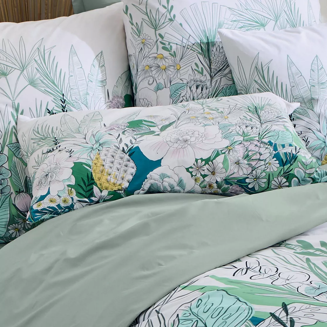 Housse de couette percale de coton (260 x 240 cm) Bali Verte