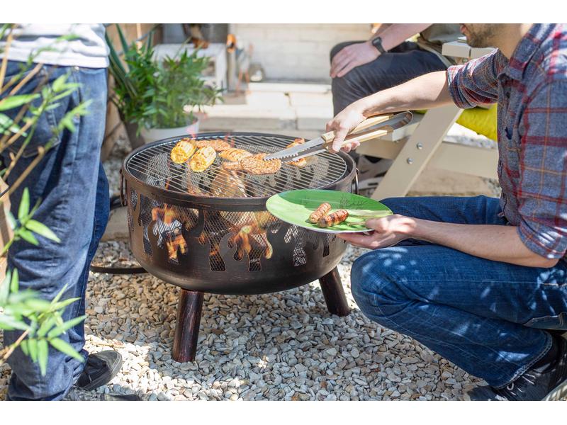 La Hacienda Feuerschale Wildfire, Ø 61 cm Robuste Feuerstelle mit attraktiven Flammendesign und Bronzefärbung